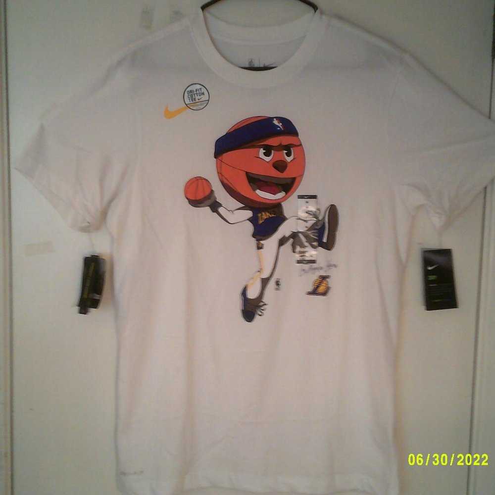 NEW NIKE BASKETBALL "LA Lakers Mascot Tee" MEN'S WHITE T-SHIRT MEDIUM